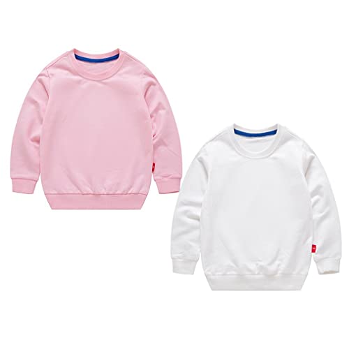 LNICEAR Kids Boys Girls Solid Cotton Pullover Crewneck Sweatshirt Toddler Casual Long Sleeve T-Shirt Tops Thin