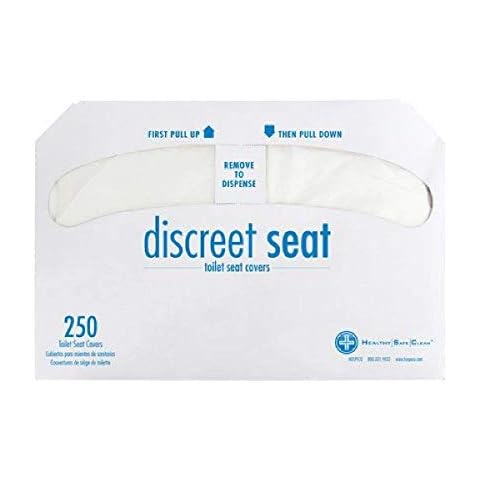 Discreet Seat DS-1000 Half-Fold Disposable Toilet Seat Covers, White, 4-Pack of 250 Cover