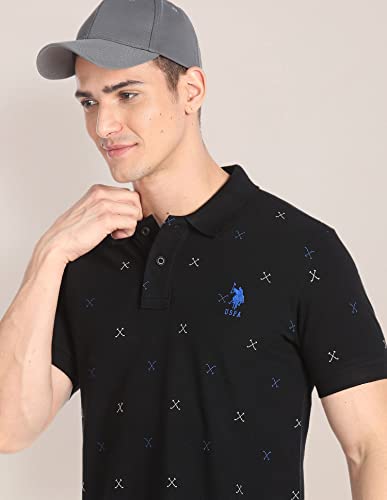 Image of U.S. Polo ASSN. Printed Slim Fit Polo T Shirts for Men - 100% Cotton, Half Sleeves Mens Tshirt