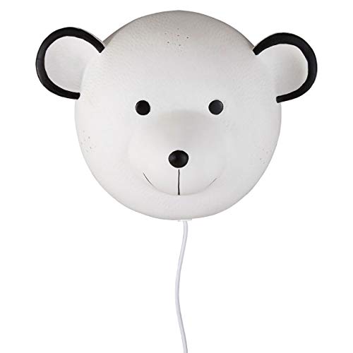 Kids Bear Night Light, White Ceramic, Wall Mounted
