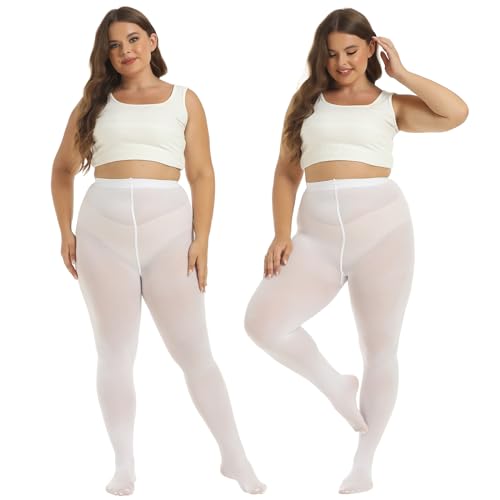 Image of MANZI Women's 2 Pairs Control Top Pantyhose High Waist Plus Size Tights Ultra-Soft