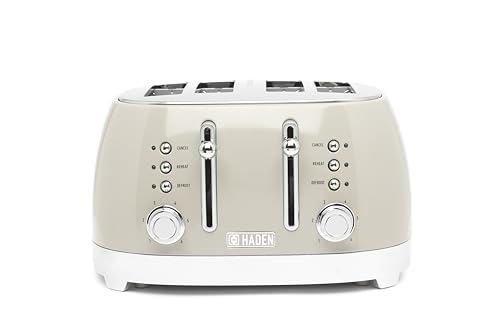 Haden Bristol Putty 4 Slice Toaster - Temperature Control, Easy To Clean, Efficient & Safe, Coated Stainless Steel Housing - For All Toast Preferences, Defrost, Reheat, and Cancel Functions