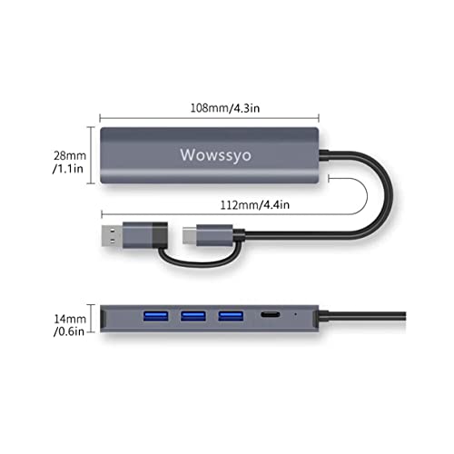Wowssyo USB C Hub 5-in-1, USB C Adapter Docking Station, Multiport USB Hub, Gigabit RJ45 Ethernet, USB 3.0 - Image 2