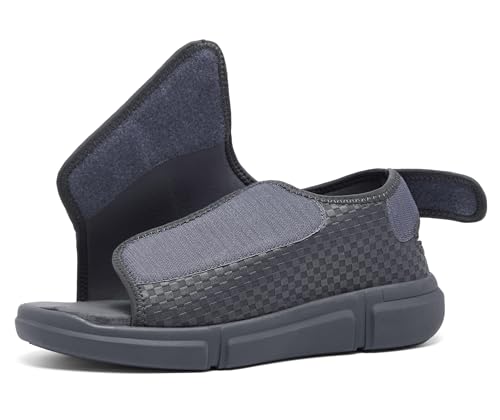Image of Men's Open toe Diabetic Sandals Wide Width Adjustable Straps Arch Support Lightweight & Breathable Mesh for Comfort and Pain Relief