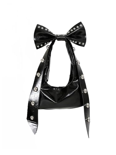 Verdusa Women's Y2K Studded Bow Shoulder Bags Magnet Faux Leather Lightweight Underarm Purses