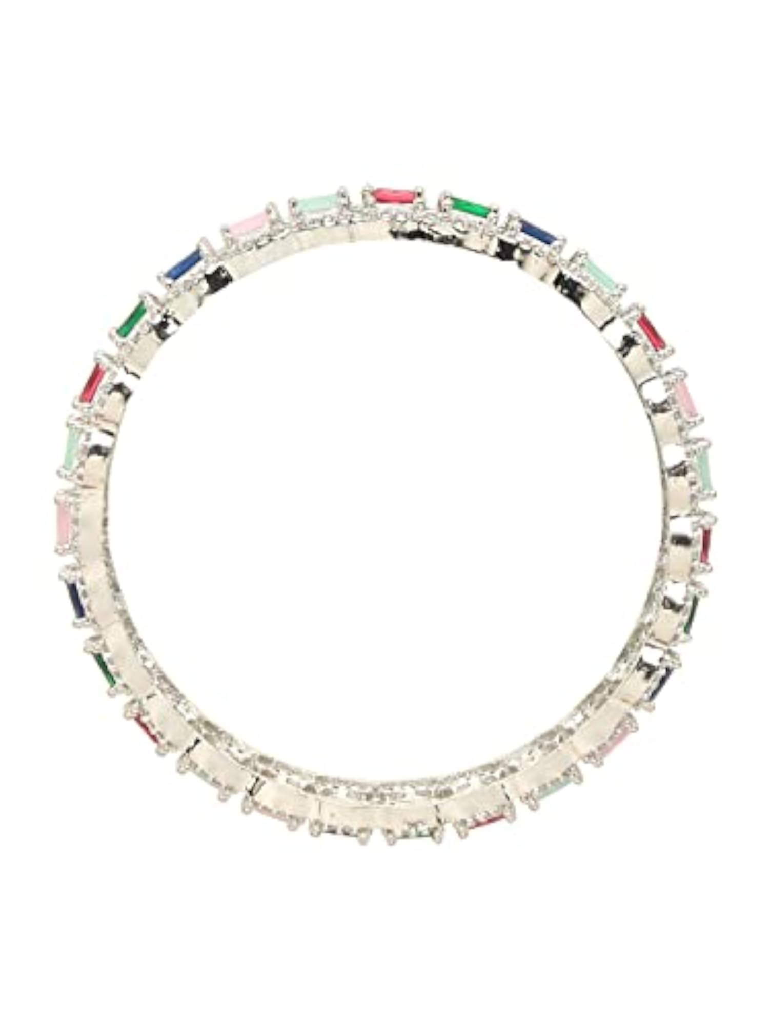 Silver Plated Stone Studded Bangles Set