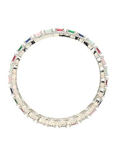 Silver Plated Stone Studded Bangles Set