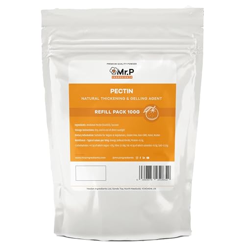 Mr.P Ingredients Pectin 100g NH Powder Ideal for Jams Marmalades Chutney Fruit Jellies Fruit Compote Gelling Agent Vegan Vegetarian Halal Kosher Gluten Free Resealable Pouche