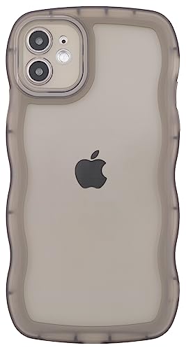 Image of Compatible with iPhone 11 Case 6.1 inch 2019, Cute Kawaii Curly Wave Frame Shape Soft Silicone Shockproof Protective Phone Cover for Women Girls, Clear /Black