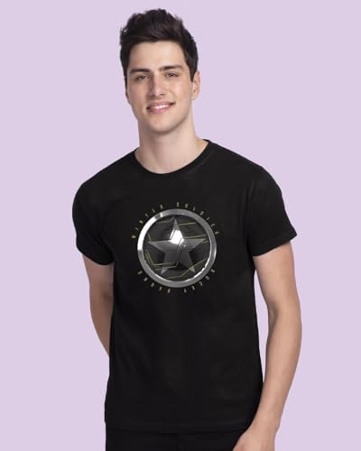 Image of Bewakoof Men's Winter Soldier Sigil 100% Cotton T-Shirt - Regular Fit, Round Neck, Half Sleeves