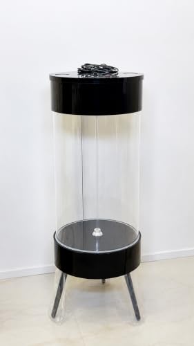Image of MH9 150 Litre Large Smart Cylindrical Aquarium-Powerful Filter,Dual LED,Oxygen Bubble System,Water Drainage System,Switch Control,Digital Temp. Display,SS Leg Stand (52x52x124cm) Deep Black