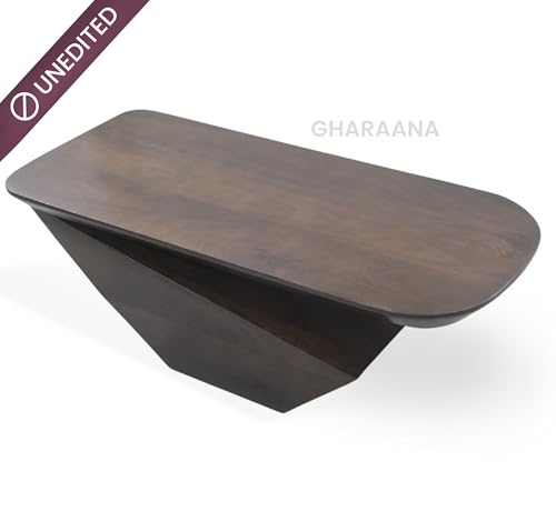 Image of Gharaana Gravity Modern Wooden Centre Table for Living Room (45x20x15) Solid Mango Wood | Dark Walnut Finish | Rectangular Luxury Contemporary Coffee Table