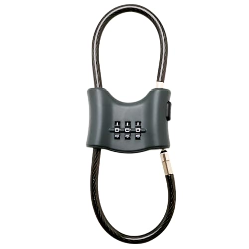 Bosvision 3-Digit Combination Lock with Braided Steel Cable – Secure Helmet, Backpack, Ski Gear, Luggage, Stroller – Dual Loop, Travel-Friendly Padlock