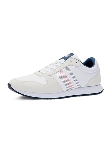 Tommy Hilfiger Runner Sneaker Hombre Runner Evo Mix Stitch Calzado deportivo, Blanco (White), 40