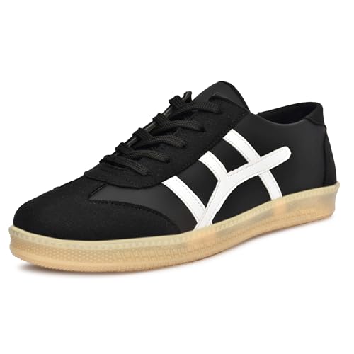 Image of Leatherkraft Men Low-Top Lace-Up Sneakers Black