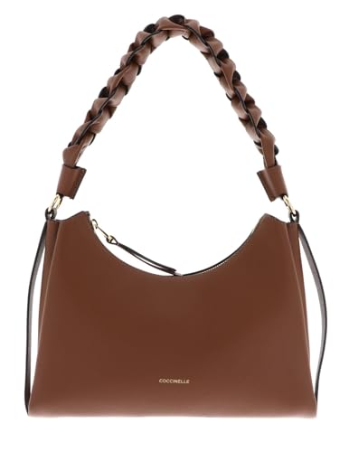 Sac à épaule Boheme Coccinelle en cuir grainé coloris Cognac et Noir