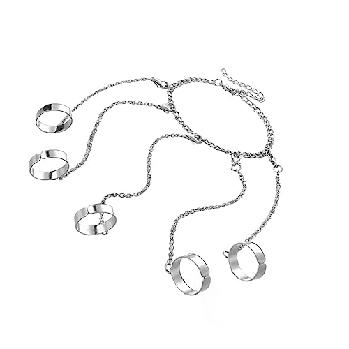 WHZHDMA Silver Punk Adjustable Open Cuff Chain Fashionable Finger Jewelry for Women Men Fidget Ring Decor