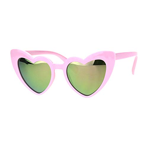 Girls Lolita Child Size Heart Shape Mirrored Cat Eye Plastic Sunglasses2