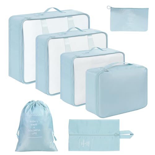 Romon Organizador Maleta Viaje,Equipaje 7 en 1 Set de Packing Cubes Bolsas Ropa Viaje para Cosméticos, Ropa Interior, Bolsa Zapatos