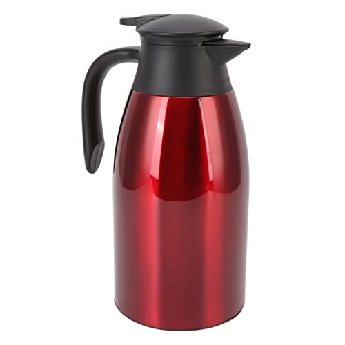 Jarra de café de 68 onzas, jarra de café aislada de acero inoxidable con tapa, dispensador de café al vacío para café, agua caliente, té, bebidas calientes (rojo vino)
