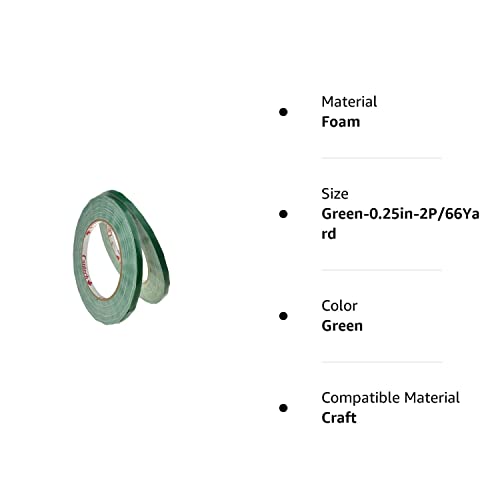 Hahiyo Green 0.25Inch Wide (200Feet/66Yard Total) 2Rolls Floral Tape Waterproof Florist Tape Flower Wrap Adhesive Waterproof Decorative Tape For Bouquet Stem Wrapping Flower Arranging And Floral Craft #TOP6