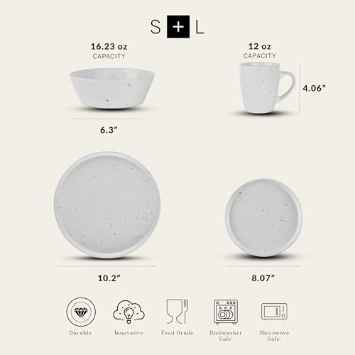 Stone Lain Jade Stoneware Dinnerware 16-Piece Service for 4, White - Image 2