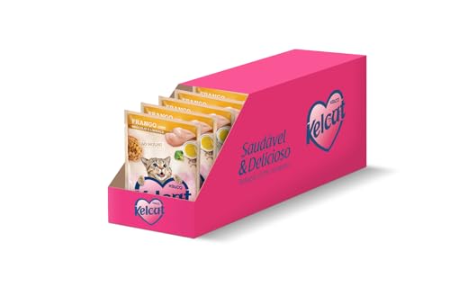 Pack de Ração Úmida Gatos Kelcat Frango, Brócolis e Linhaça - 20 unidades 85g