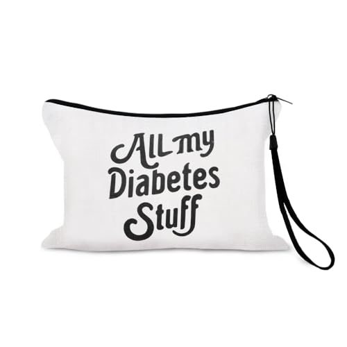 Sisadodo Diabetic Gifts for Dad Mum Diabetes Support Gifts Bag for Women Men All My Diabetes Stuff Print Small Week Care Pouch for Diabetics Emergency Kit Storage Bags with Anti-Loss Hand Strap