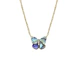 Fossil Women's Sutton Butterfly Wings Multicolor Abalone Pendant Necklace