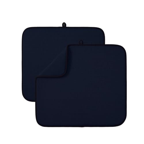 Image of Microfibre Drying Mat for Kitchen Dish Drying Drainer Mat Absorbent Drying Mat Washing Up for Glass, Plate & Cup 16inch x 18inch 2 Pack (Black)