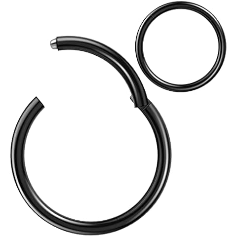 Titanium Nose Ring Hoop Earrings for Women,316L Stainless Steel Hypoallergenic Earrings Lip Ring,Helix Piercing Jewellery,Sleeper Earrings Cartilage Earrings as Christmas Gifts,18g,1.0mm,7mm,Black Cover