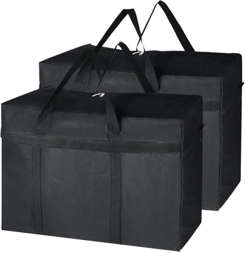 Averrex 2 Stück 125L Aufbewahrungstaschen, Umzugstasche groß, Bettdecken-Aufbewahrungstaschen mit Reißverschlüssen, Unterbett-Aufbewahrungstasche für Bettwäsche und Kleidung