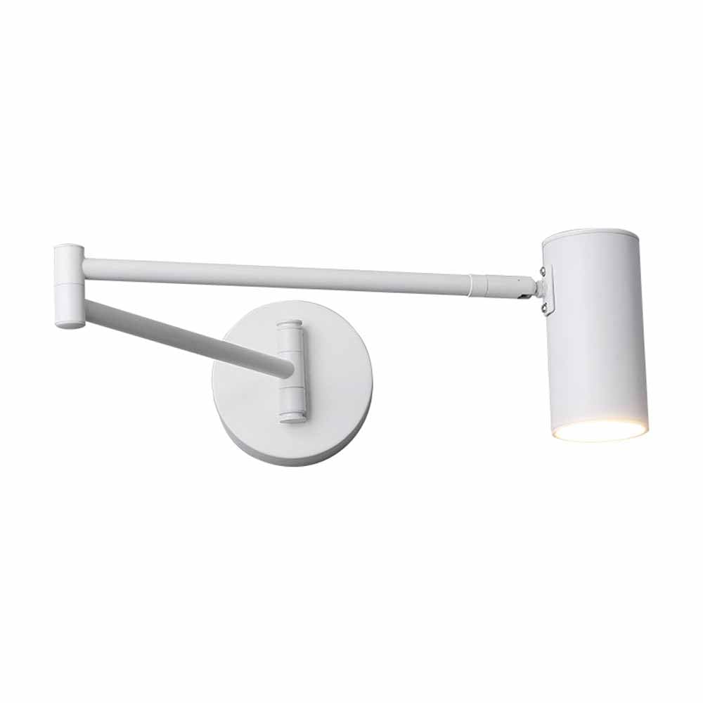 NYCDA] LED Swing Arm Wall Lamp Modern Adjustable Angle Wall Light Wrought Iron Anti-Rust Wall Mount Lighting Bedside Reading Wall Sconce for Living Room Dining Room Hallway (Color : White_1-Pack)