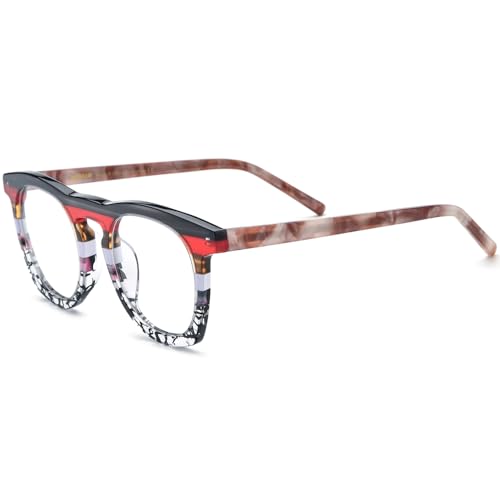 Image of HEPIDEM Multicolor Acetate Glasses Frame Women,Round Vintage Retro Optical Eyeglasses 9339