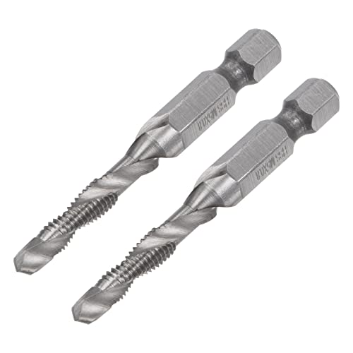 Uxcell Combination Drill And Tap Bit, 1/4" Hex Shank M5 X 0.8 Metric Uncoated High Speed Steel 4341 Spiral Flute Drilling Tapping Tool 2Pcs #TOP24