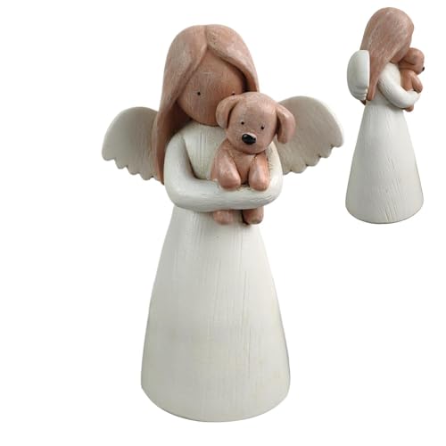 Angel Figurine Holding Dog, Decorative Angel Ornament, Friendship Inspired Home Decoration, Angels Resin Figurine Ornament for Dog Lovers Living Room Bedroom Shelf Nightstand