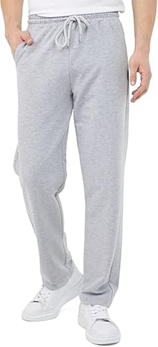 FM London mäns Slim Fit joggingbyxor sport, Grå, M