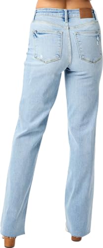 Judy Blue Women's High-Rise V Front Waistband Straight Jeans 82483 (Light Blue, 20 Plus)4
