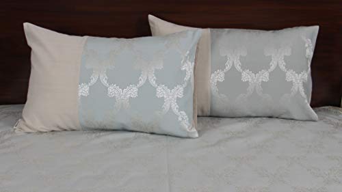 Image of Silver Self-Design Double Jacquard with Chambray Cotton Bedcover (Double 90x102, Grey)