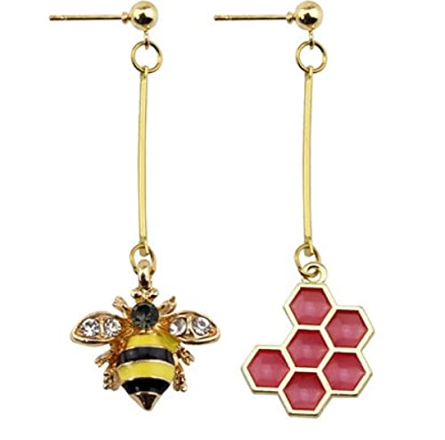 Accesorios hexagonales irregulares de la forma del panal de los pendientes de la abeja de oro de moda y simples