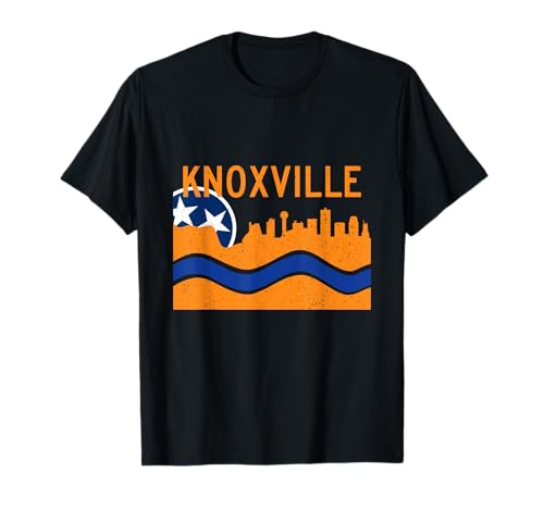 Drapeau vintage Knoxville Cityscape On River Tennessee State Flag T-Shirt