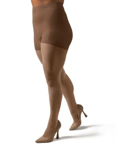 Image of MeMoi Plus Size Curvy Control Top Tights, Comfortable and Lightweight Tummy Control Tights - Sizes 1X-7X