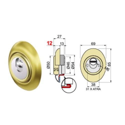 DEFENDER MAGNETICO ANTIACIDO MR500Y-25D1 DIAMETRO mm.50 OTTONE LUCIDO