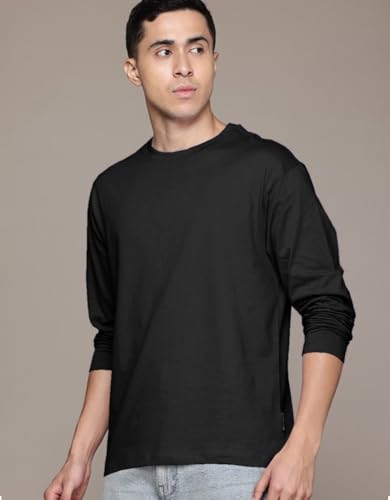 Image of Veirdo Pure Cotton Round Neck Regular Fit Solid Full Sleeve T-Shirt for Men & Boys (Available in Black, Cork, Green, Maroon, Navy, Swanwhite & White Color)