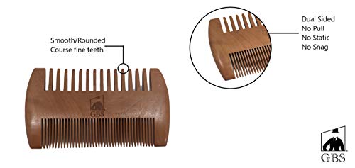G.b.s 2-Sided Beard Comb Natural Wood Durable Anti-Static Pocket Comb #TOP2