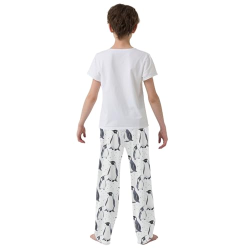 Boys' Pants Cartoon Black Penguins Dots Long Bottoms Jogger Pants Elastic Waist Trousers with Pockets S-XL3
