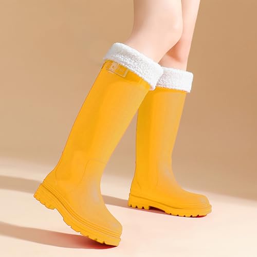Kswlwccpp Gummistiefel Damen Bunt, Hoch Rutschfest Breite Füße Regenschuhe Gummistiefel Bequem Weit Wasserdicht Festival Boots Outdoor 37 Weitschaft Gummistiefeletten Regenstiefel