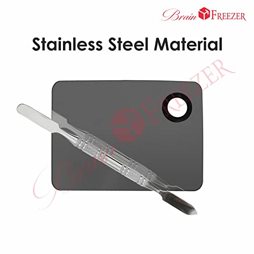 Image of Brain Freezer Cosmetic Shiny Beauty Makeup Palette with Stainless Steel SquareShape Spatula, 100 g (Black)