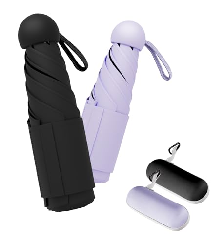 Image of LILAC Mini Travel Umbrella for Rain - 43 inch Large Coverage Small Compact Umbrella, Reinforced Strong Frame, Lightweight Portable Parasol with UPF 100+ UV Protection, Gifts for Adults, Seniors & Students