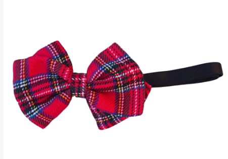 MeiMei Christmas Bow Tie, Handmade Red Tartan Bowtie for Men Boys & Pets